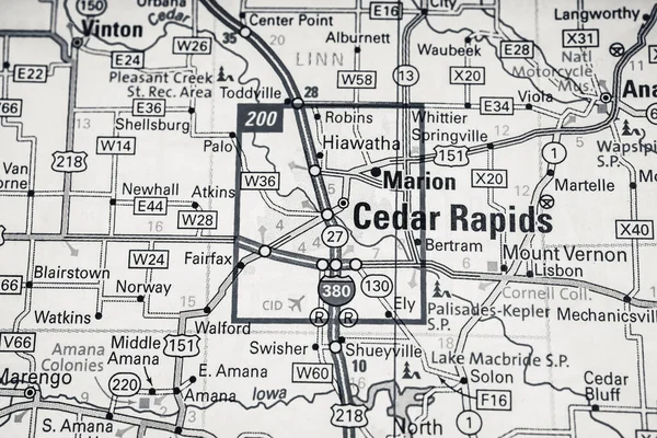 Cedar Rapids Verenigde Staten Reis Kaart Achtergrond — Stockfoto