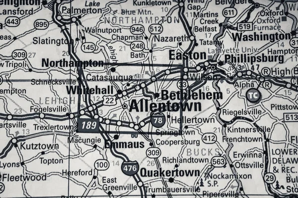 Allentown Tle Mapy Usa — Zdjęcie stockowe