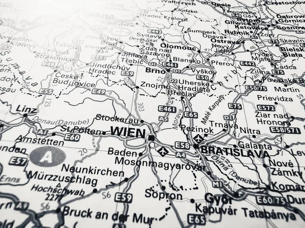 Wien Road Map Europe — Stock Photo, Image