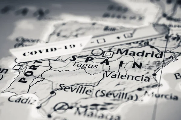 España Mapa Coronavirus Covid Cuarentena —  Fotos de Stock