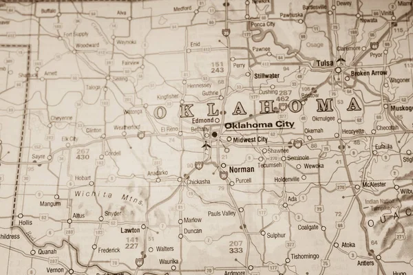 Oklahoma Usa Mapa Cestovní Zázemí — Stock fotografie