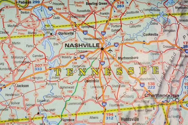 Nashville Usa Kaart Achtergrond — Stockfoto