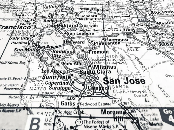 San Jose Sulla Mappa Stati Uniti — Foto Stock