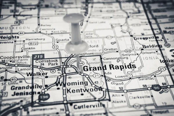 Grand Rapids Map Usa Travel Background — Stock Photo, Image