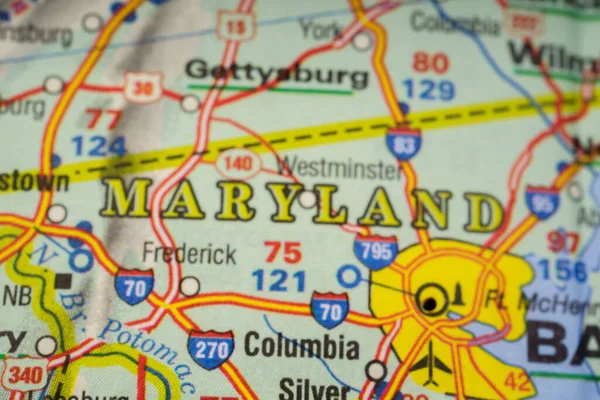 Maryland Mapa —  Fotos de Stock