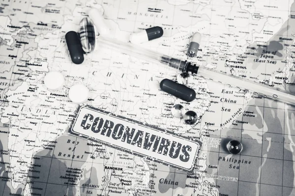 Coronavirus Çin Den Bir Tehdit Sağlık Salgını — Stok fotoğraf