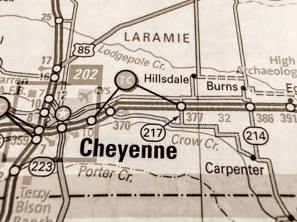 Cheyenne Sur Carte Usa — Photo
