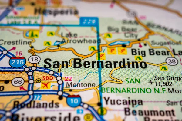 San Bernardino Estados Unidos Mapa Viagens Fundo — Fotografia de Stock