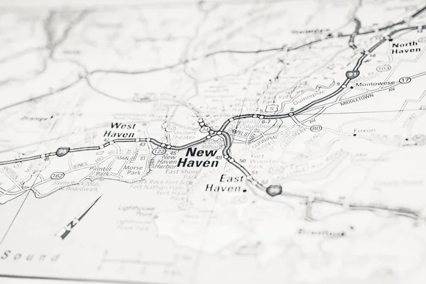 New Haven Amerikai Egyesült Államok Utazási Térkép Háttér — Stock Fotó
