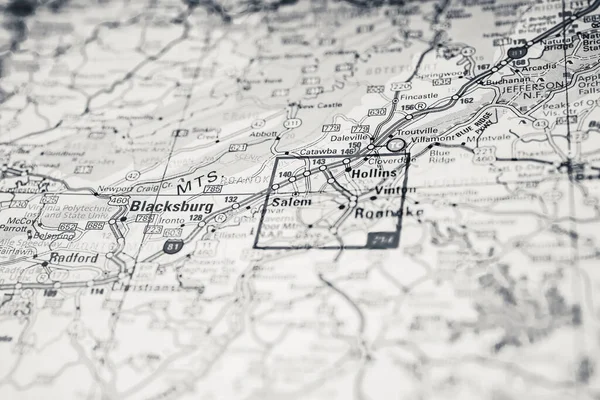 ロアノークオンUsa地図の背景 — ストック写真