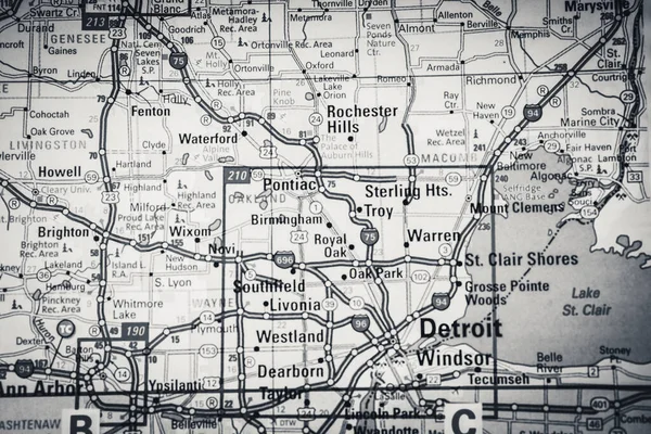 Detroit Usa Mapa Cestovní Pozadí — Stock fotografie