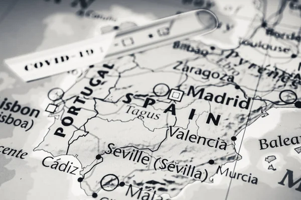 España Mapa Coronavirus Covid Cuarentena —  Fotos de Stock