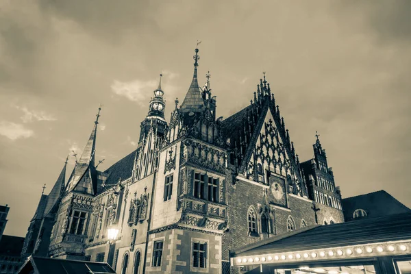 Plaza Del Mercado Central Wroclaw Con Antiguas Casas Coloridas — Foto de Stock