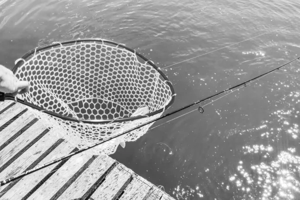 Αλιεία Στη Λίμνη Φύση Αναψυχή Φόντο — Φωτογραφία Αρχείου