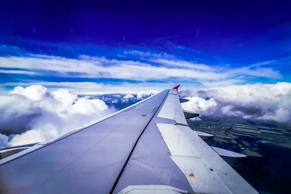 Vue Fenêtre Avion Aile — Photo