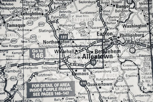 Allentown Nos Eua Mapa Viagem Fundo — Fotografia de Stock