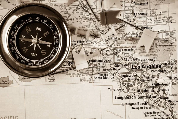 Los Angeles Usa Mapa Cestovní Zázemí — Stock fotografie