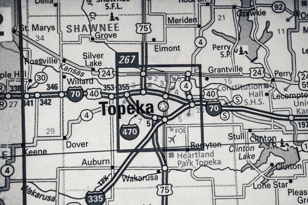 Topeka Στις Ηπα Χάρτη Ταξιδιωτικό Υπόβαθρο — Φωτογραφία Αρχείου