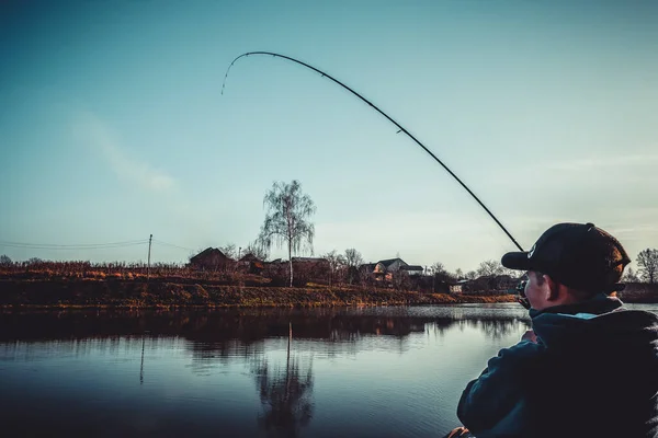 Pesca Lucio Lago Pesca Deportiva Actividades Aire Libre Vinnytsia Ucrania —  Fotos de Stock