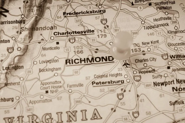 Richmond Auf Der Karte Reisehintergrund — Stockfoto