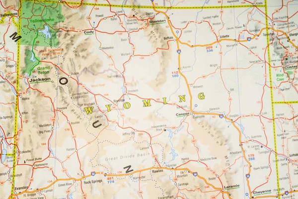 Wyoming Tillstånd Kartan — Stockfoto