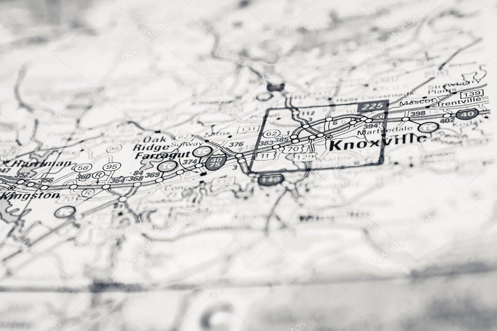 Knoxville on USA map background