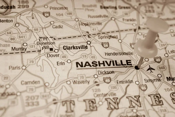 ナッシュビル アメリカ 地図の背景 — ストック写真