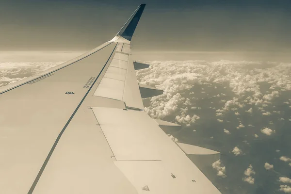 Blick Aus Dem Flugzeugfenster Flügel — Stockfoto