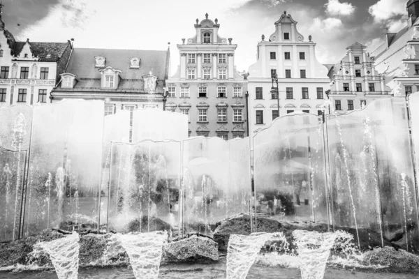 Wroclaw Praça Mercado Central Com Casas Coloridas Velhas — Fotografia de Stock