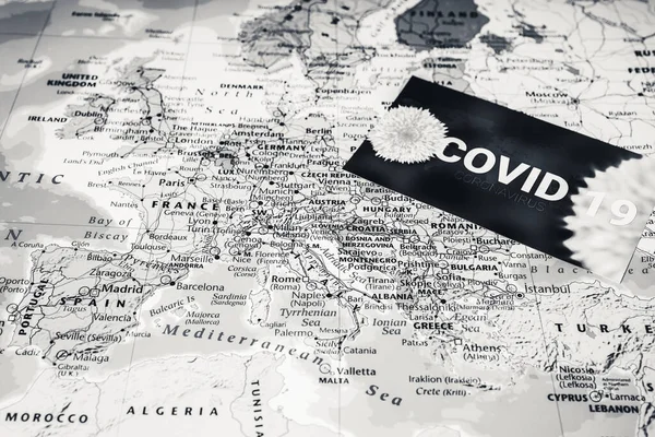 Europa Mapa Coronavirus Covid Fondo Cuarentena —  Fotos de Stock