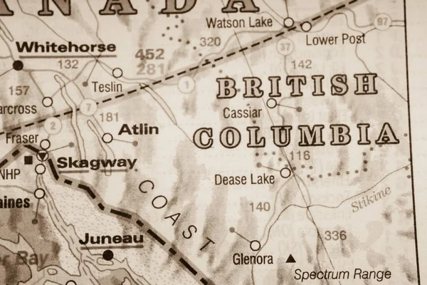 Columbia Británica Canadá Mapa Fondo — Foto de Stock