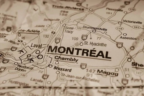 Montreal Sulla Mappa — Foto Stock