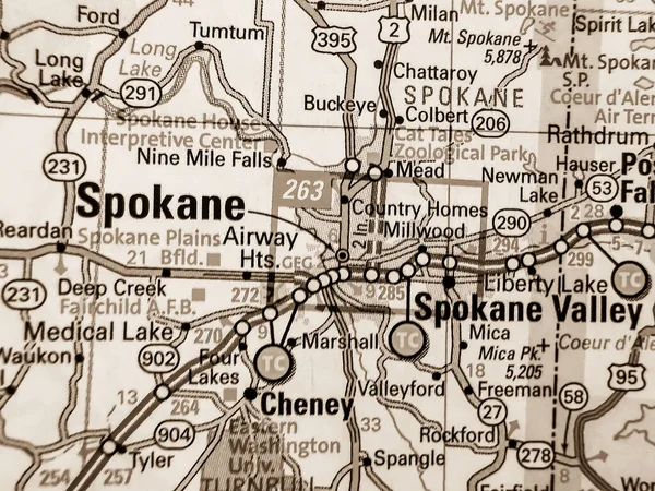 Spokane Mapie Usa — Zdjęcie stockowe