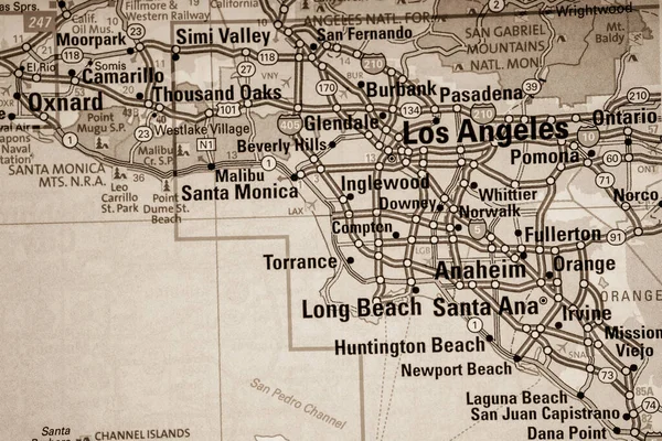 Los Angeles Usa Mapa Fondo Viaje —  Fotos de Stock