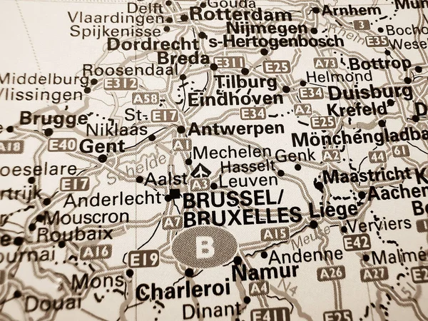 Bruksela Mapie Drogowej Europy — Zdjęcie stockowe