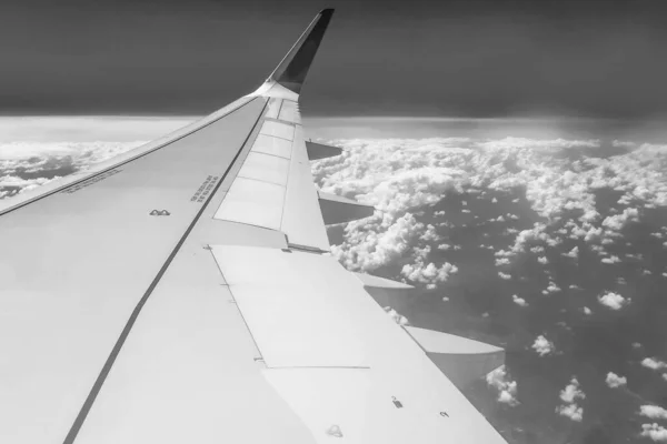 Pohled Okna Letadla Křídlo — Stock fotografie