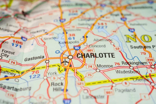 Charlotte Stati Uniti America Mappa — Foto Stock