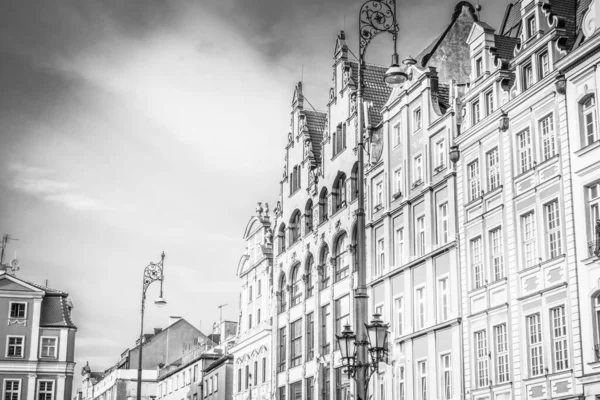 Rynek Centralny Wrocławiu Starymi Kolorowymi Domami — Zdjęcie stockowe