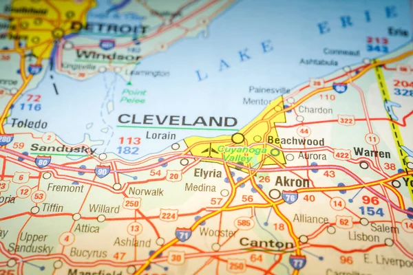 Cleveland Stany Zjednoczone Mapa Tła — Zdjęcie stockowe