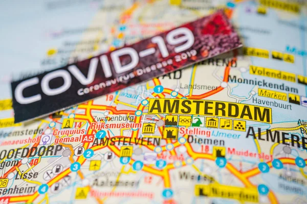 アムステルダムコロナウイルスCovid 19検疫の背景 — ストック写真