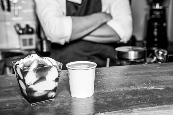 Café Helado Sobre Fondo Madera — Foto de Stock