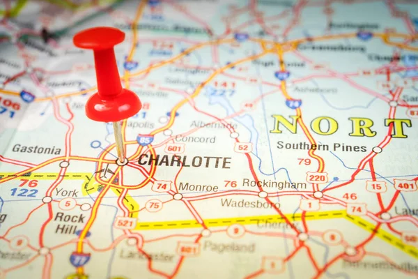 Charlotte Stati Uniti America Mappa — Foto Stock