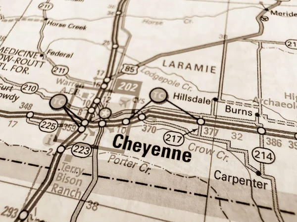 Cheyenne Estados Unidos Mapa —  Fotos de Stock