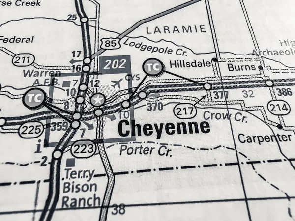 Cheyenne Sur Carte Usa — Photo