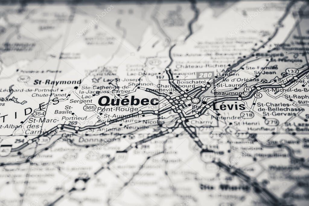 Quebec on Canada travel map