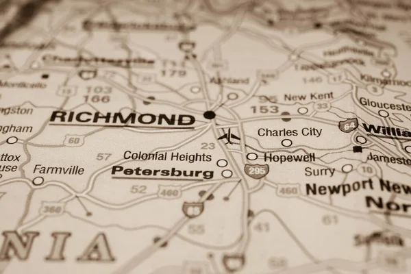 Richmond Mapa Fondo Viaje — Foto de Stock