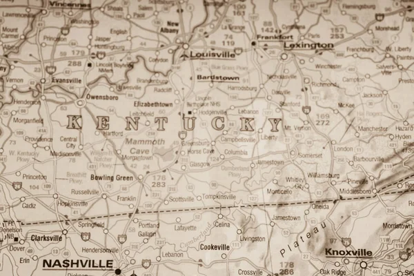 Stato Del Kentucky Sullo Sfondo Della Mappa Usa — Foto Stock