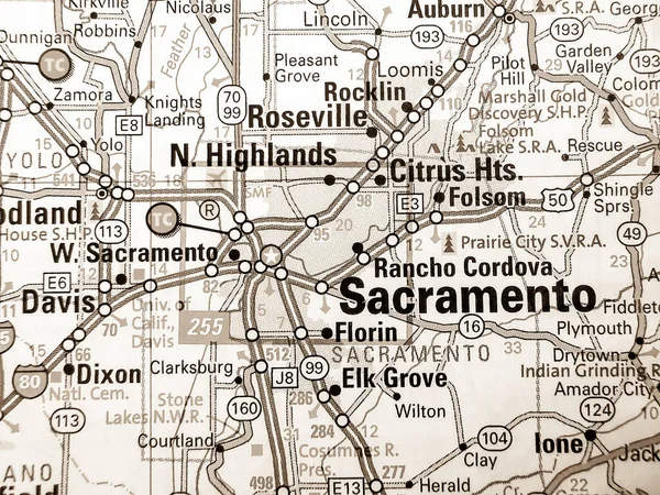 Sacramento Mapě Usa — Stock fotografie