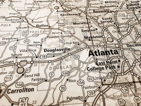 Atlanta Usa Térképen — Stock Fotó
