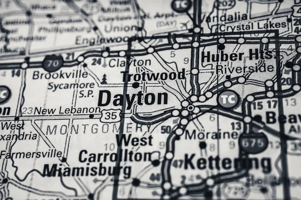 Dayton Fundo Mapa Dos Eua — Fotografia de Stock